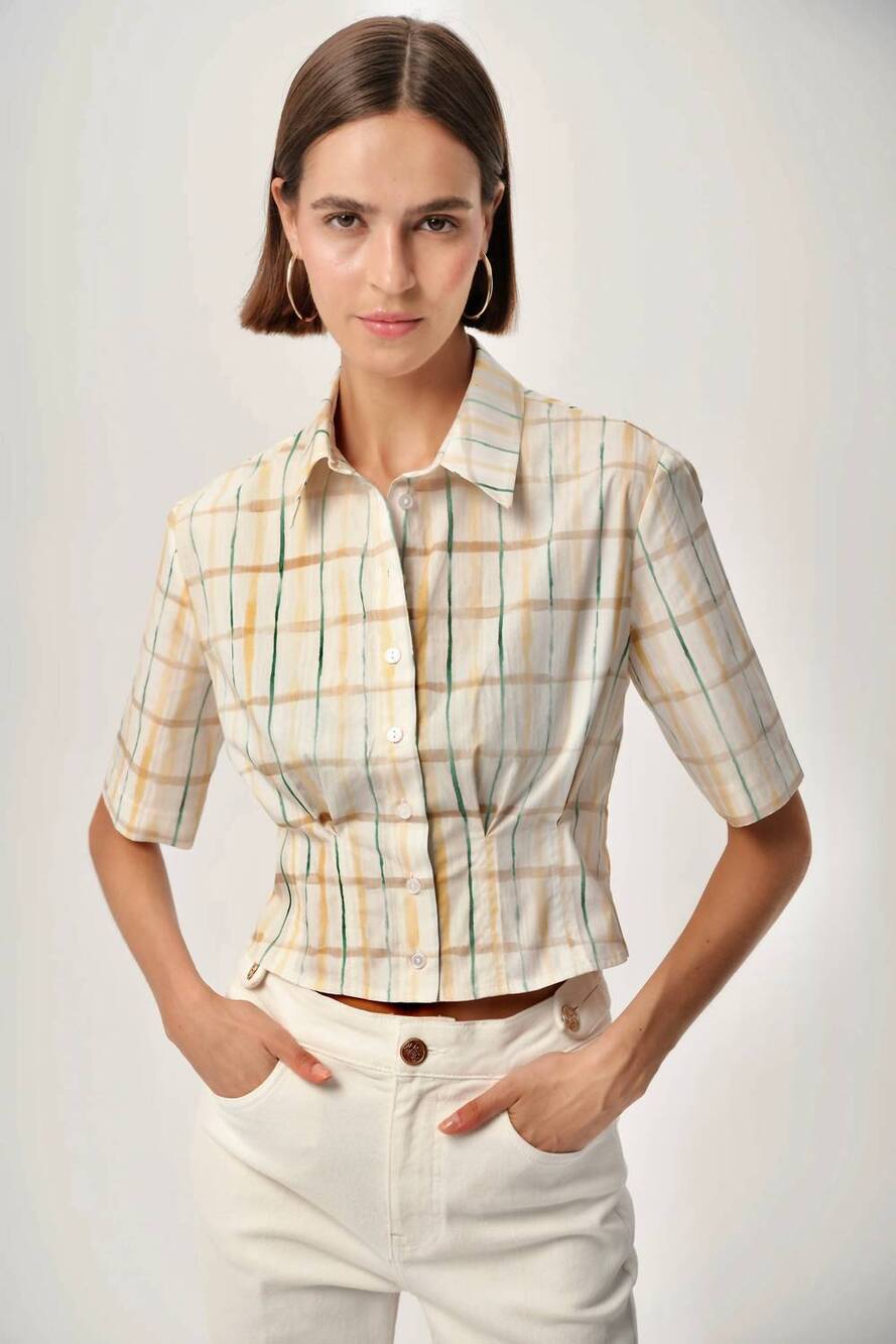 NEW EXQUISE alezae short sleeve shirt in multi